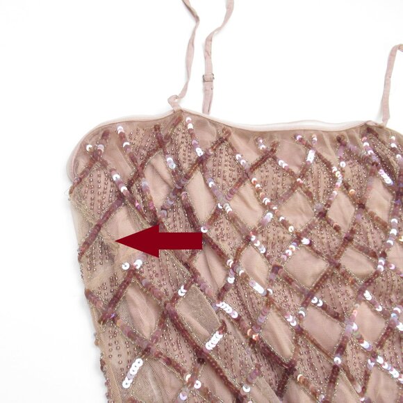 NWT Anthropologie Let Me Be Checked Shine Dress Mauve Beaded Sequined - Small - Picture 13 of 14